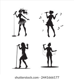 female singing in stage silhouette set