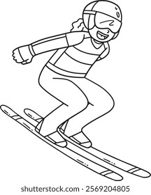 Female Ski Jumper Reaching Out Run Isolated 