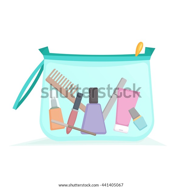 Female Skincare Cosmetic Products Cosmetic Bag Stock Vector (Royalty ...