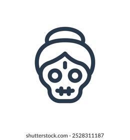 Female Skull for Day of the Dead Vector Icon