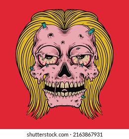 female skull illustration perfect for design