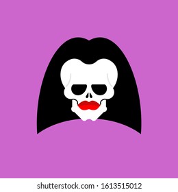 Female skull isolated. Woman skeleton head. vector illustration