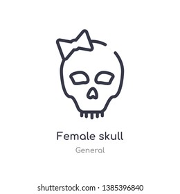 female skull outline icon. isolated line vector illustration from general collection. editable thin stroke female skull icon on white background