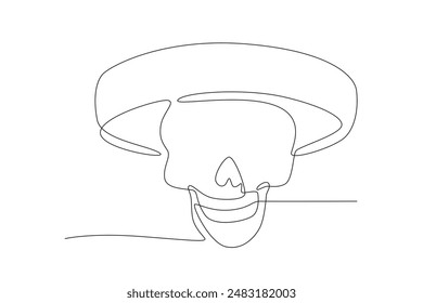 Female skull wearing sombrero hat. Mexican culture concept one-line drawing