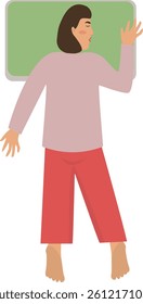 Female Sleeping Pose Illustration. Female Relaxation on Pillow. Vector Character Design.