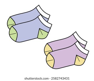 Female slip on socks vector mockup template technical flat design.
