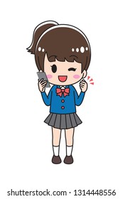 Female smartphone high school girl to guts pose systemic
