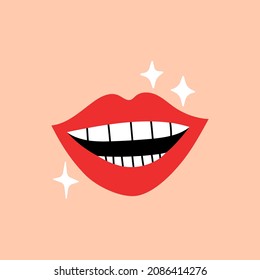 Sonrisa femenina vector ilustración de mano.