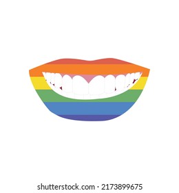 Female smiling mouth in LGBT symbol color. Vector illustration.