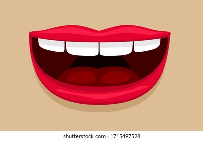 female smiling mouth red lips