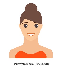 Female smiling portrait. Flat design vector illustration. Modern avatar.