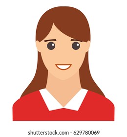 Female smiling portrait. Flat design vector illustration. Modern avatar.