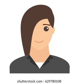 Female smiling portrait. Flat design vector illustration. Modern avatar.
