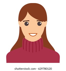 Female smiling portrait. Flat design vector illustration. Modern avatar.