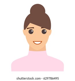 Female smiling portrait. Flat design vector illustration. Modern avatar.