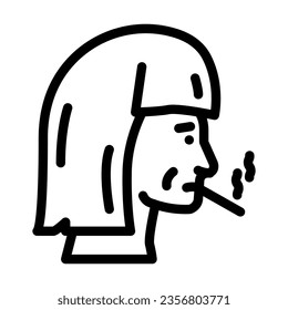 female smoking cigarette line icon vector. female smoking cigarette sign. isolated contour symbol black illustration