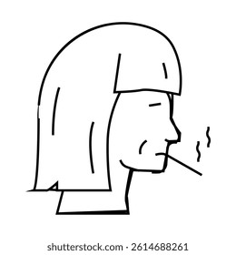 female smoking cigarette line icon vector. female smoking cigarette sign. isolated contour symbol black illustration