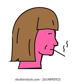 female smoking cigarette line icon vector. female smoking cigarette sign. isolated symbol illustration