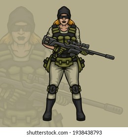 Female Sniper Gaming Character Illustration