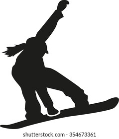 Female Snowboarder Jumping