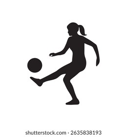 Female Soccer Player in Action Silhouette