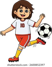 Female Soccer Player with Ball Tricks Clipart 