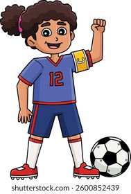 Female Soccer Player Captain Cartoon Clipart 