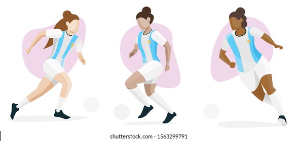 Female Soccer Player Character Set - Argentina Women's Team, Football