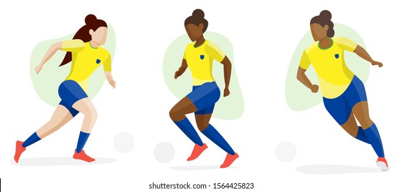 Female Soccer Player Character Set - Brazil Women's Team, Football