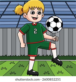 Female Soccer Player Dribbling with Knee Colored 
