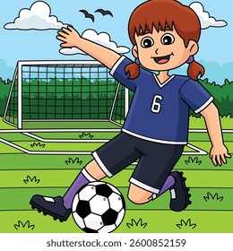 Female Soccer Player at Soccer Field Colored 