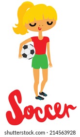 Female Soccer Player Holding a Ball