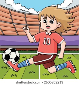 Female Soccer Player Intercepting Pass Colored 