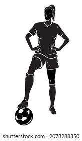 Female Soccer Player Pose, Silhouette Illustration