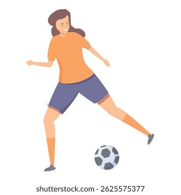 Female soccer player running with ball, woman playing football, sport competition illustration