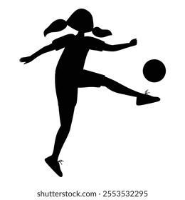Female Soccer Player Silhouette Icon for Sports and Football Themes
