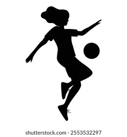 Female Soccer Player Silhouette Icon for Sports and Football Themes