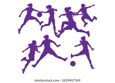 female soccer player silhouette on white background