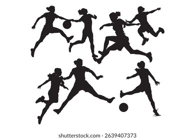 female soccer player silhouette on white background