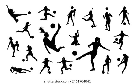 Female soccer player silhouette vector