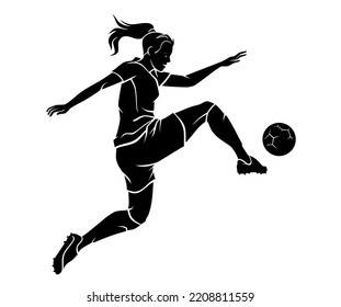 Female Soccer Sport, Leaping Ball Kick