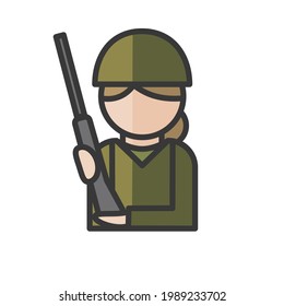 Female Soldier Avatar. Army, Military Character. Profile User, Person. People Icon. Vector Illustration