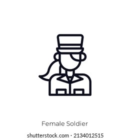 Female Soldier Icon. Outline Style Icon Design Isolated On White Background