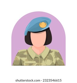 female soldier and soldier officer character on white background. Vector illustration