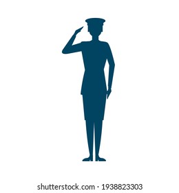 Female Soldier Salute Silhouette Isolated