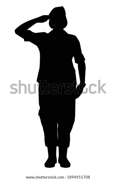 Female soldier\
silhouette vector on white background, person in the battle,\
military people\
concept.