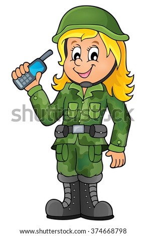 Female soldier theme image 1 - eps10 vector illustration.