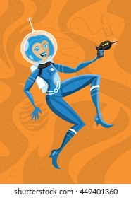 Female Space Explorer Vector Illustration: เวกเตอร์สต็อก (ปลอดค่า ...