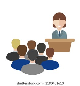 Female speaker doing presentation and professional training.