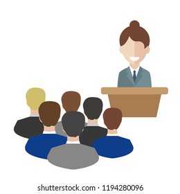 Female speaker doing presentation and professional training.